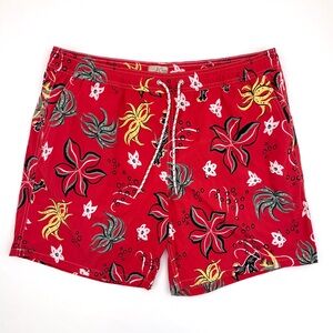 J. Crew Red Floral Swim Trunks XL
